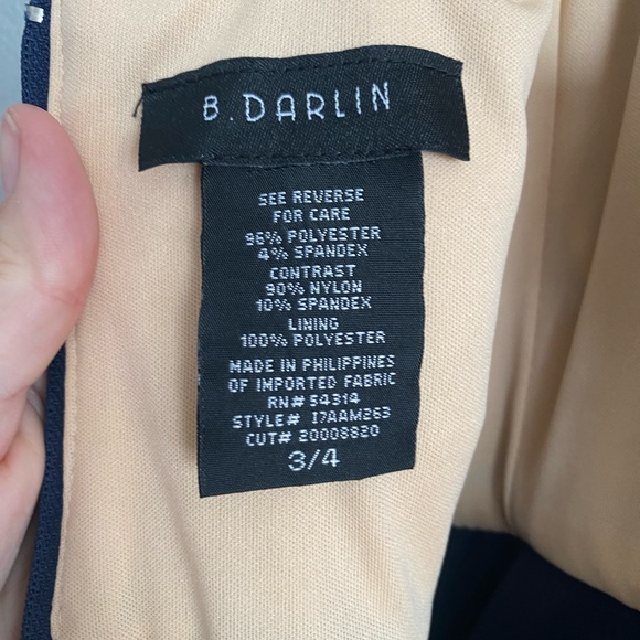 B. Darlin Formal Dress Size 4 Navy Blue Fit & Flare Glitter Lace Party Halter - Picture 8 of 11